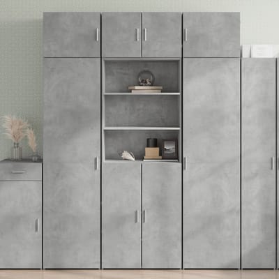 vidaXL - Hoge - kast - 70x42,5x185 - cm - bewerkt - hout - betongrijs