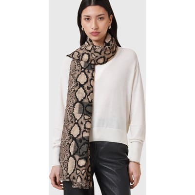 AllSaints Jinny Pareo Ecru White Size: OS | Scarves Outlet | Dames | Zwart
