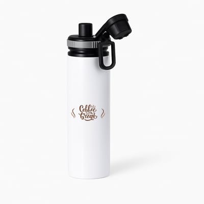 Hacebo® - coffee break waterfles met draaidop grijs - Koffie - koffie drinkers/liefhebbers - verjaardagscadeau - cadeau - kado - geschenk - verjaardag - collega's - water fles - 850ML