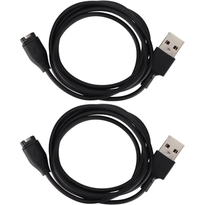 2pcs Câble de Chargeur Compatible pour Montre Intelligente Fitbit Fenix 6X Câble USB de Charge Adaptateur black