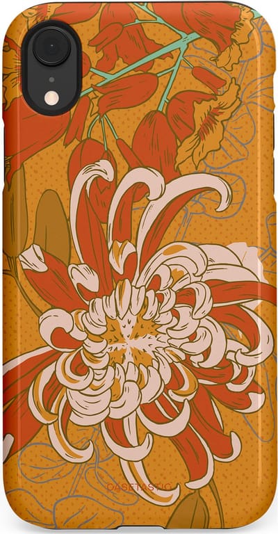 Casetastic hoesje geschikt voor Apple iPhone XR - Dubbellaagse bescherming - Bloemige lente - Fashion Case - Okergeel Terracotta Beige