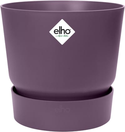 Elho Greenville Rond 25 - Bloempot voor Buiten met Waterreservoir - 100% Gerecycled Plastic - Ø 24.5 x H 23.3 cm - Vintage pruim