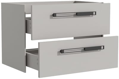 Vente-unique Zwevend wastafelmeubel met aluminium handgrepen - Grijs - 80 cm - FELNA