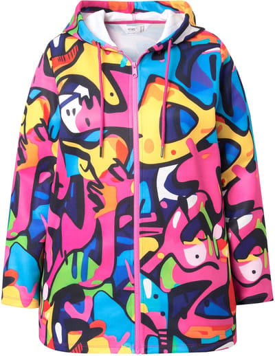 Angel of Style - Dames - Hoodie-jack sweatstof all-over print capuchon - Multicolor - Maat 44