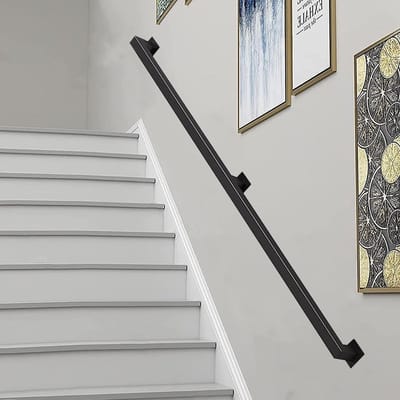 Trapleuning Set - Veiligheid Handgreep - Trap Veiligheid - Smeedijzer Metaal - Tot 600cm Maatwerk - Zwart