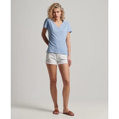 Superdry - Ruimvallend geborduurd T-shirt met V-hals - Dames - T-shirts