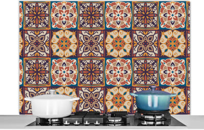 Spatscherm keuken 120x80 cm - Kookplaat achterwand Vector - Tegel - Abstract - Patroon - Muurbeschermer - Spatwand fornuis - Hoogwaardig aluminium