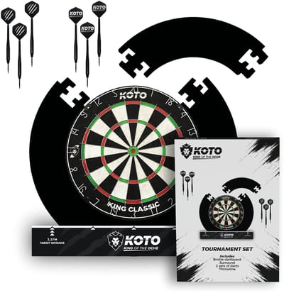 KOTO - Tournament Set Zwart Bristle Dartbord - Surround - 23 Gram Darts (6x) - Throwline