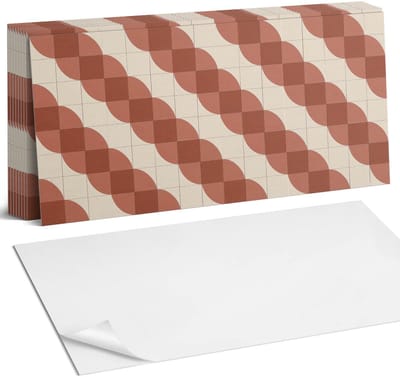 Coloray Plaktegels - Geometrisch golvend patroon Zelfklevende Wandtegels - 40 cm x 20 cm - Bruin Plaktegels - 10 stuks - Rechthoek PVC Tegels - Plaktegels Badkamer - Vloertegels Zelfklevend - Vinyltegels Vloer Zelfklevend - Portugese Tegels