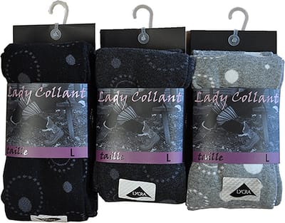 Dames collant 80% katoen- fantasie boules- 5 stuks- maat Large - assortiment kleuren