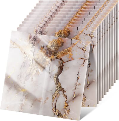 20 Stuks Zelfklevende Marmerstickers Goud – 30x60 cm, Waterdicht XPE Schuim Wandpanelen – Marmerlook Tegelfolie voor Keuken, Badkamer & Woonkamer – Peel & Stick DIY – Luxe Marmerdesign