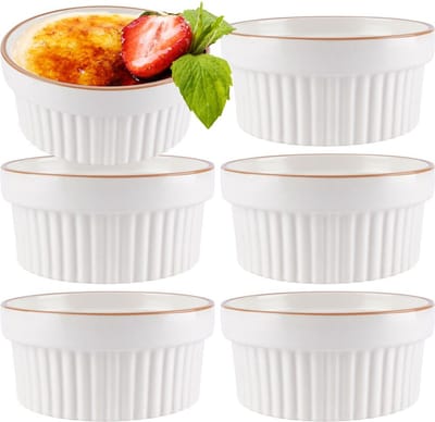 Creme Brulee Schaaltjes Porselein Wit 275 ml 6 stuks - Ramekins - Set - Ovenschaal - Snackkommen - Dipschalen - Kleine Komen voor Dipsauzen en Snacks