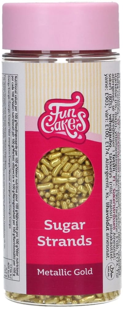 FunCakes Sugar Strands - Metallic Goud - 80g - Sprinkles - Eetbare Taartdecoratie