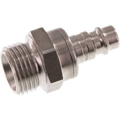 RVS DN 7.2 (Euro) Luchtkoppeling Insteeknippel G 1/2 inch Buitendraad Double Shut-Off - CLP7-M-S-SV-012