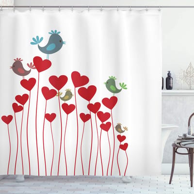 ABAKUHAUS Douchegordijn Kadett Blauw-Lila – Herz Design, 175x200 cm