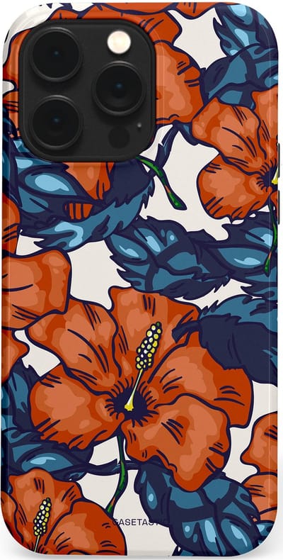 Casetastic hoesje geschikt voor Apple iPhone 14 Pro Max - MagSafe - Dubbellaagse bescherming - Exotische paradijs - Fashion Case - Terracotta Donkerblauw Bruin Donkergrijs
