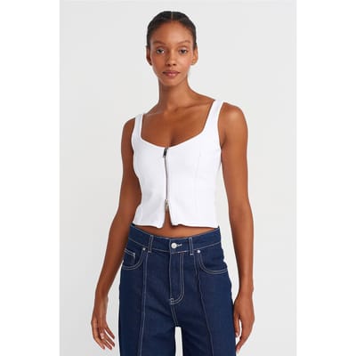 Mouwloze Vierkante Halter Crop Top