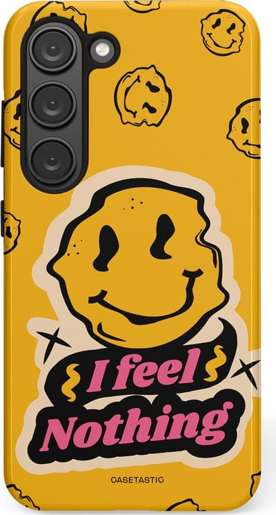 Casetastic hoesje geschikt voor Samsung Galaxy S23 - Dubbellaagse bescherming - Alles is niks - Fashion Case - Okergeel Zwart Zand