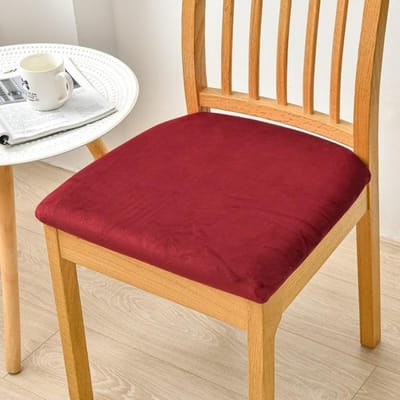 Housse de coussin de siège en velours doux, housse de chaise extensible, décoration de maison, pour salle à manger, cuisine, bureau, amovible, lavable 1 piece rouge vin