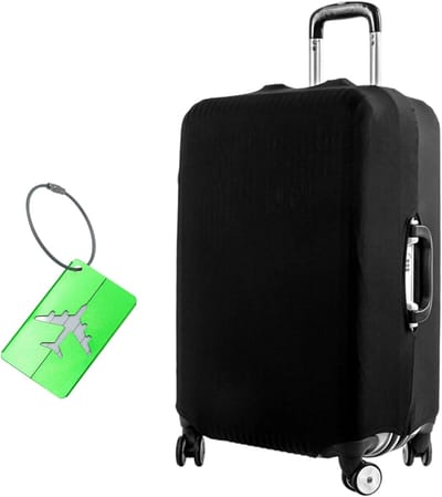 Beschermhoes voor Koffers, Elastische en Wasbare Koffercover met Bagagelabel, Krassenbestendig en Herbruikbaar voor Reizen (L: 66-71 cm)