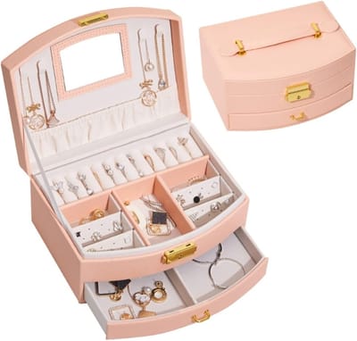Sieraden Organizer - Sieraden Doosje - Sieraden Opbergen - Zachte Fluwelen Voering - 20 x 16 x 10 cm - Roze
