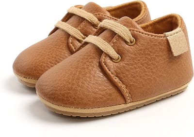Steppies - Babyschoentjes PU Leer met Veters - Bruin - Maat 17-18