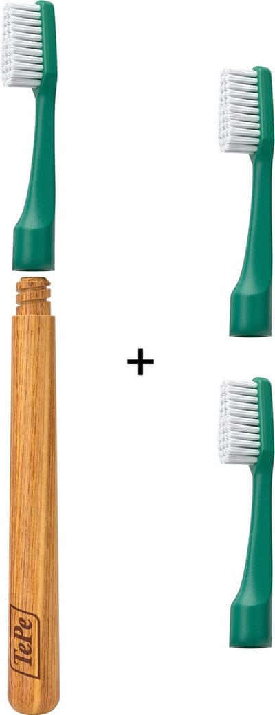 TePe Choice™ Tandenborstel Groen – inclusief 3 opzetborstels – duurzame tandenborstel – gaat 9 maanden mee