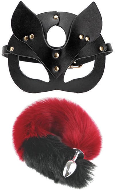 Oneay 2-delige Fox Tail Anale Plug Set – Dierenstaart Butt Plugs met Sexy Masker – Animal Role Play Seksspeeltje voor Vrouwen, Mannen & Koppels