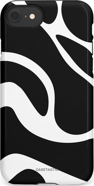 Casetastic Hoesje Geschikt voor Apple iPhone 7/8/SE - Stijlvolle Beschermende Duo-layer Case - Zwart Wit Golven