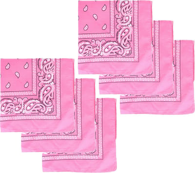 Bandana - 6x - roze - boeren zakdoek - dames/heren - vierkant - cowboy verkleedkleding