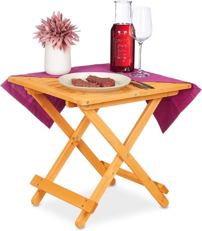 Famanu – Klaptafel hout - HxBxD: 50x50x50 cm - inklapbare bijzettafel - lichtgewicht en draagbaar - geschikt voor woonkamer - balkon of terras - stabiel en stevig - natuurlijk houtdesign