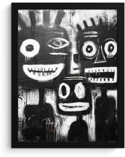 Poster in lijst - Fotolijst 30x40 cm - Posters - Schilderij - Figuren - Zwart - Abstract - Posterlijst zwart - Decoratie - Wanddecoratie woonkamer - Muurdecoratie slaapkamer