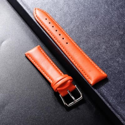 Bracelet de montre en cuir de vache véritable, universel, uni, pour femmes et hommes, 20 mm, 24 mm 19mm orange