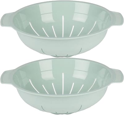 Plasticforte Keuken vergiet/zeef - 2x - kunststof - Dia 25 cm x Hoogte 8 cm - mintgroen