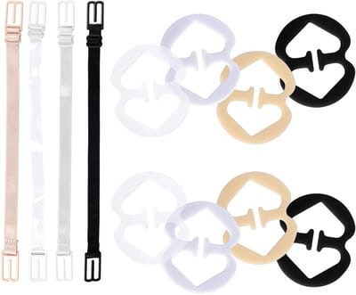 8 Stuks Racerback BH Harnas Clips met 4 Antislip Schouderbanden voor Verborgen Straps voor Jurken, Shirts en Sporttops