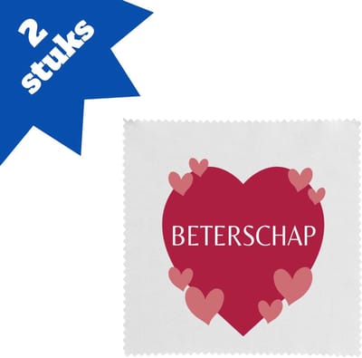 Akyol - beterschap hartje en kleine hartjes brillendoekjes - Beterschap - iemand die ziek is of iets gebroken heeft - ziek - koorts - snel beter worden - cadeau - beterschap cadeau - kado - gift - geschenk - 17,8 bij 17,8 cm - 2 stuks