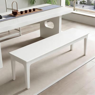 Houten Eettafelbank - Landelijke Halbank - Zitplek Creëren - Stabiele Constructie - 150cm - Wit