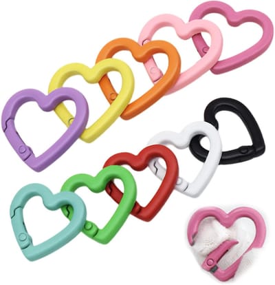 Kleurige Mini Carabiner Haken, 30 Stuks, Sleutelhangers met Hart, Voor Tassen, Rugzakken en Sleutels