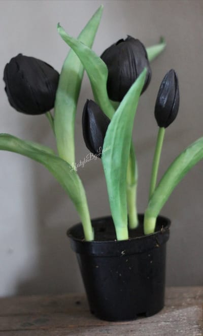 Countryfield zwarte kunsttulpen in een potje set van 2
