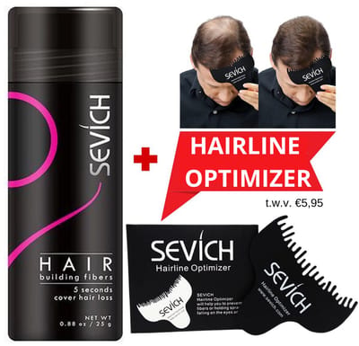 HAARPOEDER MIDDENBLOND + Hairline Optimizer - Haarvezels - Haarpoeder - Hair Fiber - Kale plekken bedekken - Haarverdikker
