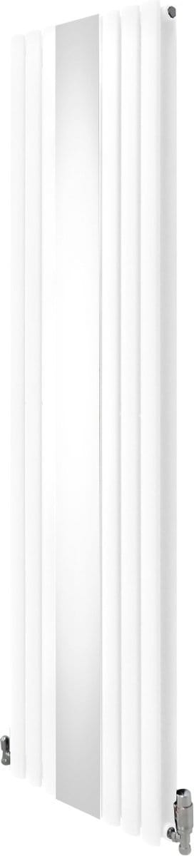 Ovale spiegelradiator + kranen - wit - 1800x500 mm - chroom klepset