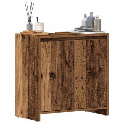vidaXL - Wastafelkast - 60x33x60 - cm - bewerkt - hout - oud - houtkleurig