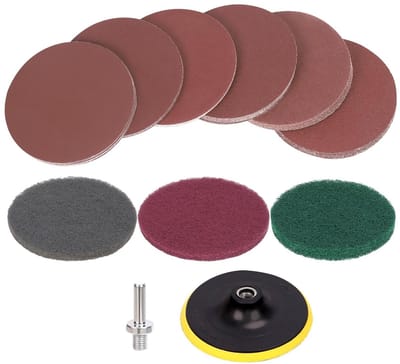 Set van 64 Ondersteuningspads van 12,7 cm met 60 Schuurdiscs en 3 Schuursponges voor Metaal, Hout en Polijsten, Diverse Korrelgroottes van 80 tot 400