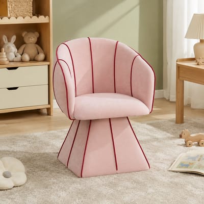 Fauteuil - Draaistoel - Omhullende armleuning - Ergonomisch ontwerp - Alles-in-één-ontwerp - Met hoge rugleuning - Modern design - Chenille - Geschikt voor de woonkamer, slaapkamer, zitkamer en showroom - Roze