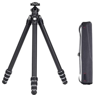 Ultralicht en compact carbon fiber statief met kogelkop voor camera's, 40 kg belasting, ideaal voor reizen