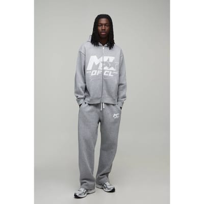 Oversized Trainingspak Met M-ster Ritshoodie En Rechte Pijpen | Grey Marl | Size XS