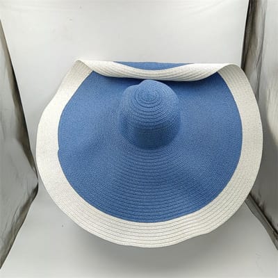 Chapeau de Paille Punk Blanc 25cm Chapeau à Large Bord Chapeau de Soleil Ultra-Fin Respirant Chapeau de Soleil d'Été Chapeau de Paille Voyage Hommes et Femmes 56-58cm gray