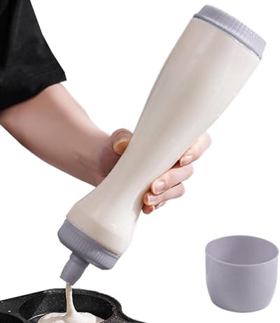 Beslag Dispenser - Pannenkoek Fles - Moeiteloos Gieten - Ergonomisch Gripontwerp - 350 ml - Grijs
