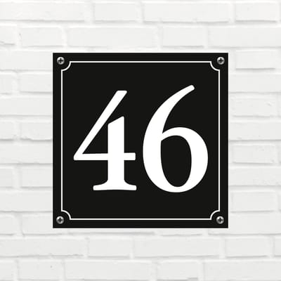 Huisnummerbord Mat zwart Deluxe - Nummer 46 - incl. bevestiging