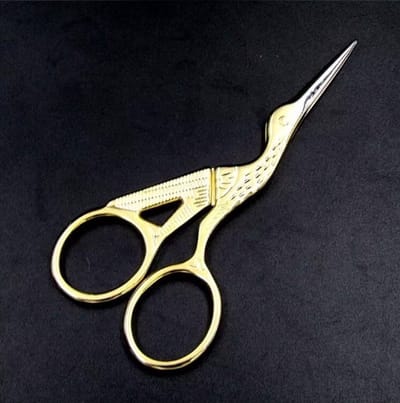 Go Go Gadget - Borduurschaar - 9cm - Ooievaar - Goudkleurig